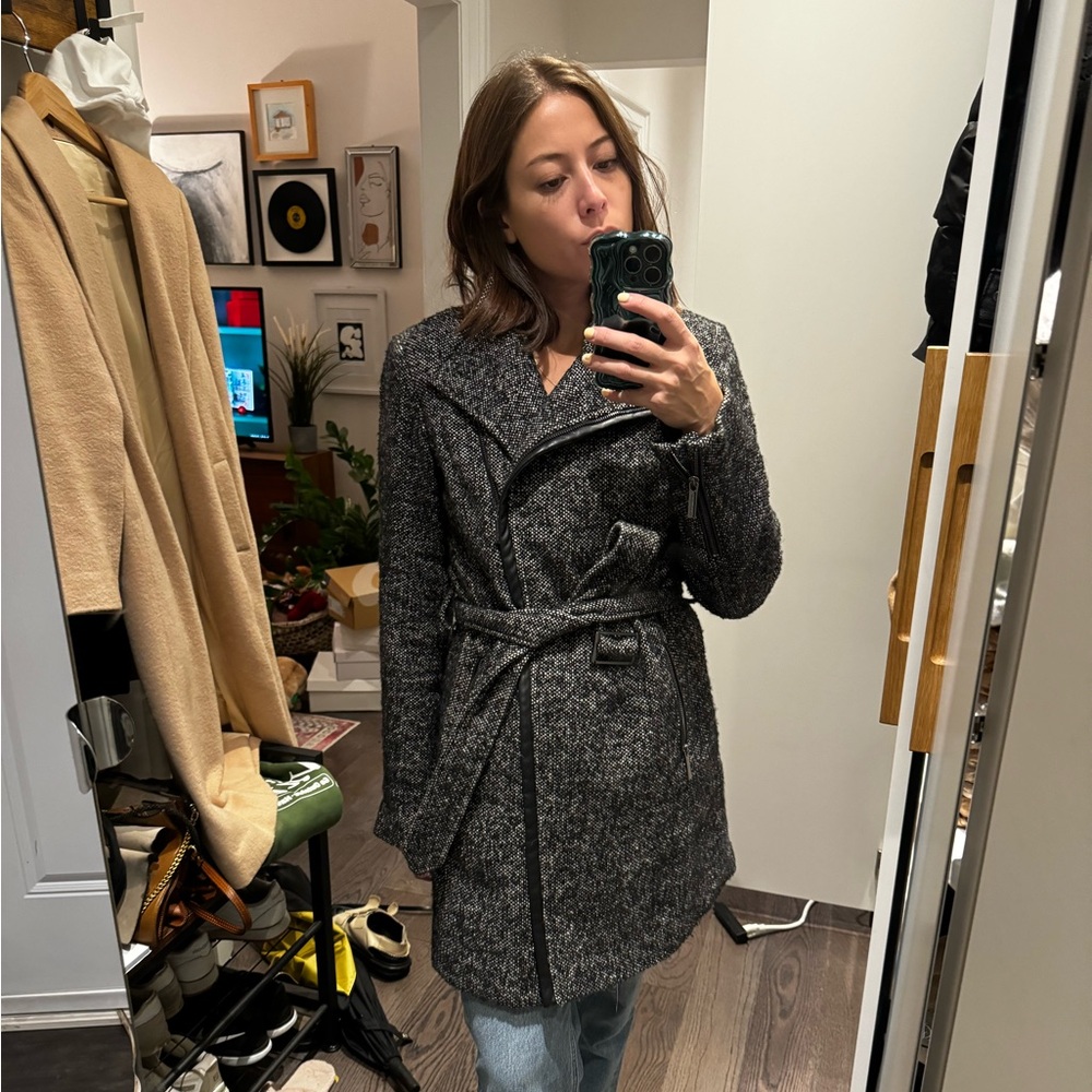 Michael Kors tweed jacket with leather detail (size 4)